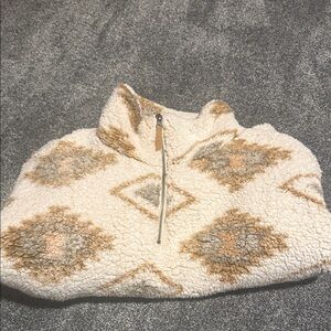 Thread & Supply Cream and Tan Patterned Turtleneck Sweater